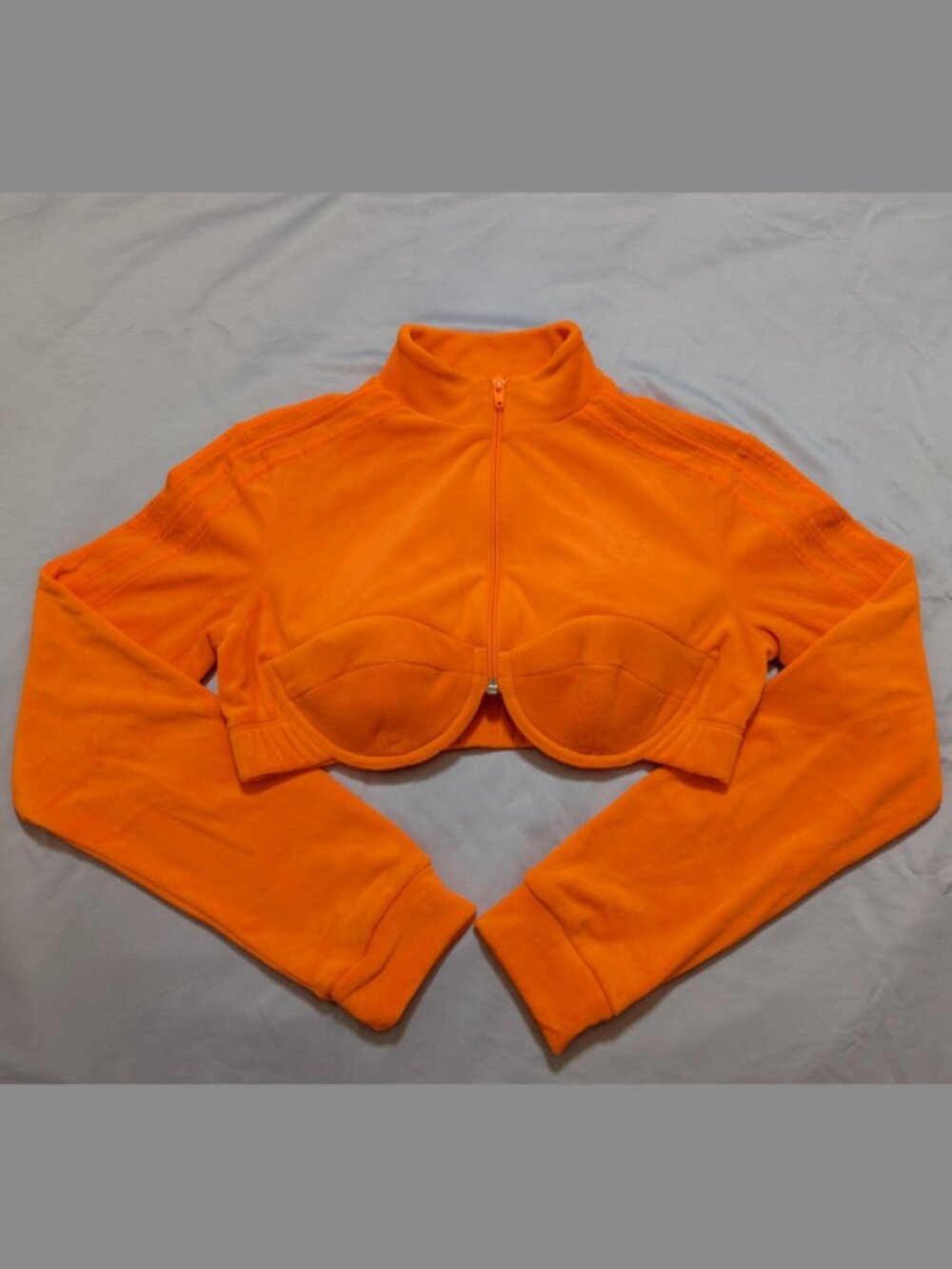 NWT Adidas x Jeremy Scott Velour Cropped Bustier Track Jacket H50966 Orange M
